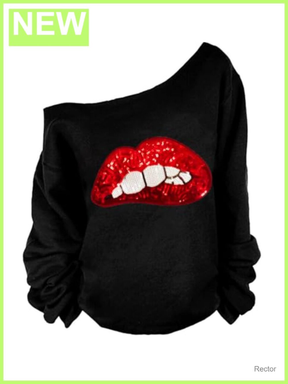 Off Shoulder Lips Print Sweatshirt Cotton Pullover Tunic Top